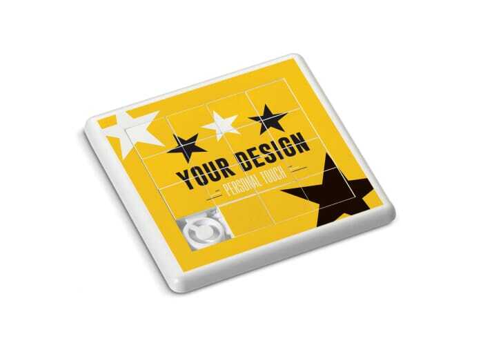 bb trading werbeartikel ag - Sliding puzzle made of plastic 7.5 x 7.5 cm in retro design