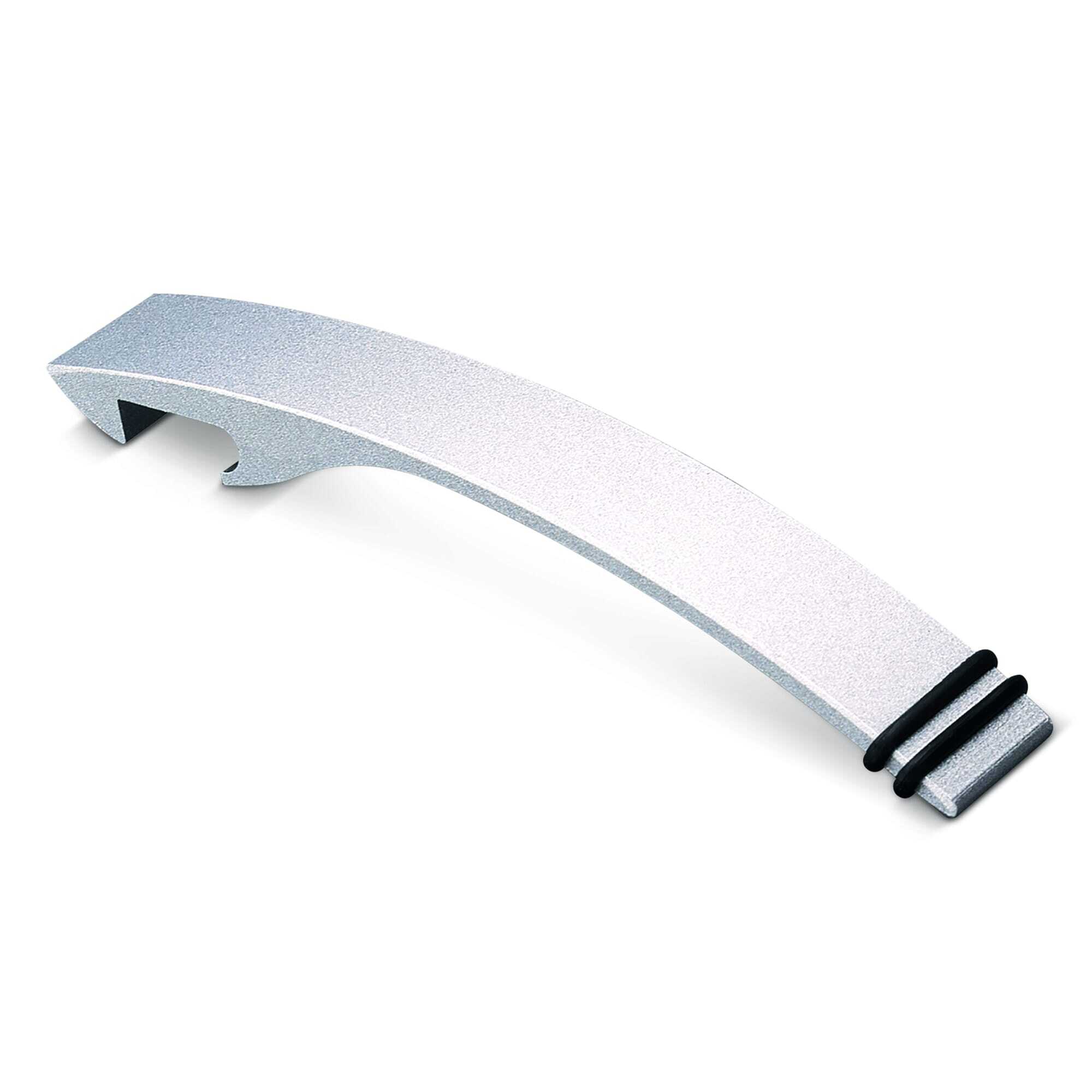 bb trading werbeartikel ag - Flaschenöffner aus Aluminium 12,5 x 2 x 1,4 cm mit Gummiring-Halterung