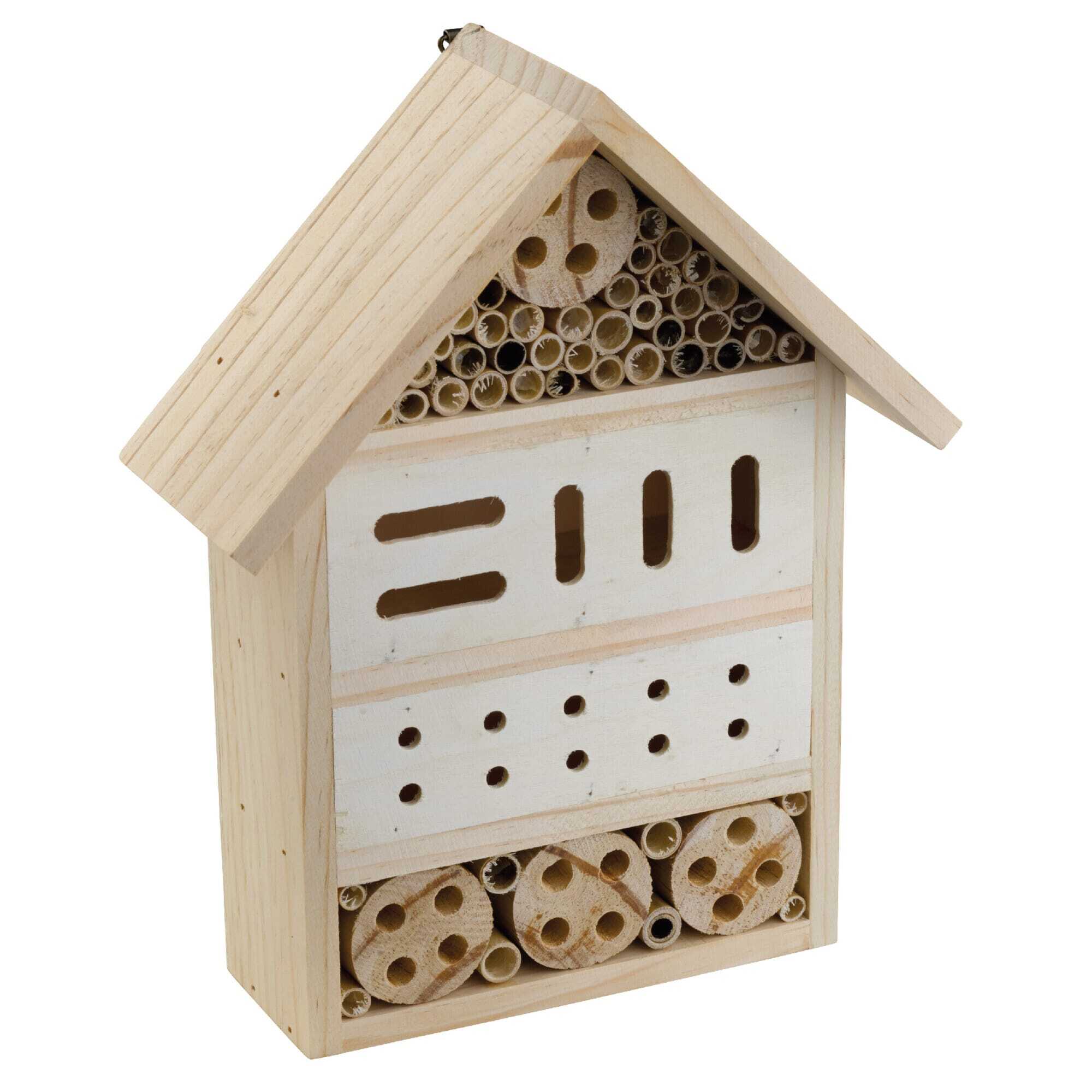 bb trading werbeartikel ag - Hôtel pour insectes en bois de pin, paille et bambou