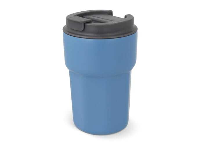 bb trading werbeartikel ag - Isolierbecher aus Keramik und Edelstahl 350 ml mit Silikondeckel