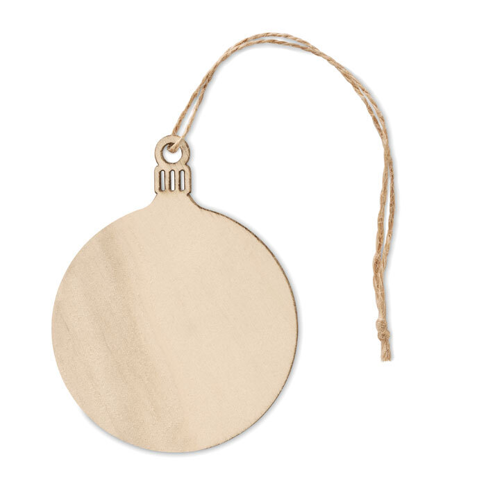 bb trading werbeartikel ag - Wooden Christmas tree ornament ball with jute cord