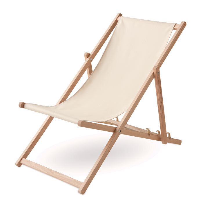 bb trading werbeartikel ag - Liegestuhl aus Holz mit Baumwoll-Canvas-Überzug ohne Armlehnen