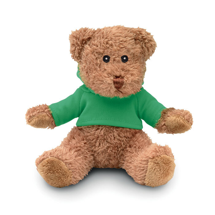 bb trading werbeartikel ag - Ours en peluche en PET 13 x 15 cm avec sweat à capuche