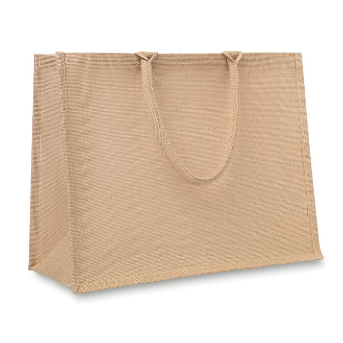 bb trading werbeartikel ag - Laminated jute shopping bag 40 x 32.5 cm with cotton handles