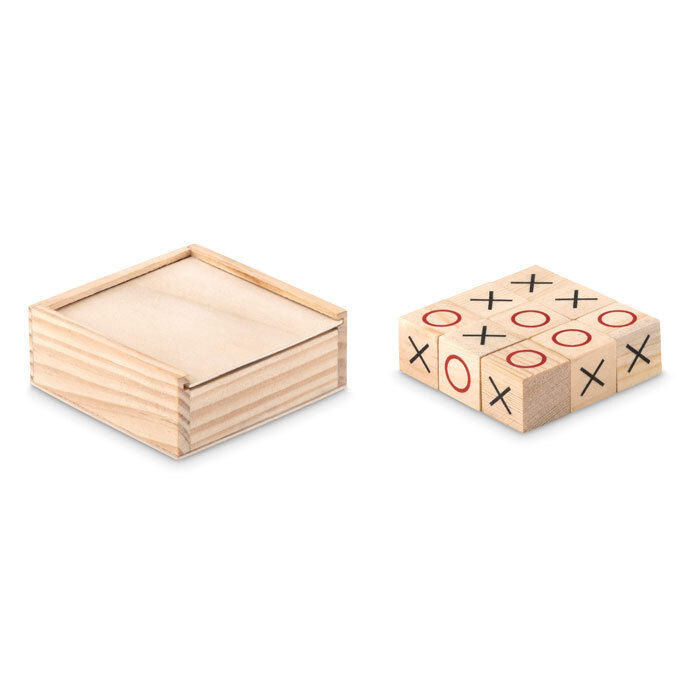 bb trading werbeartikel ag - Tic Tac Toe Spiel aus Holz in Box 7 x 7 x 2,5 cm