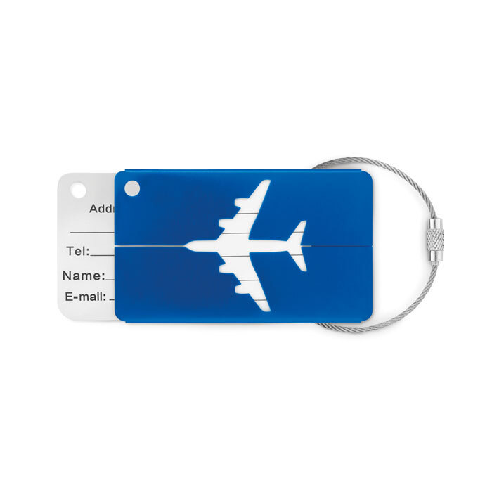 bb trading werbeartikel ag - Étiquette de valise en aluminium avec champ d'adresse caché 7,5 x 4,5 cm