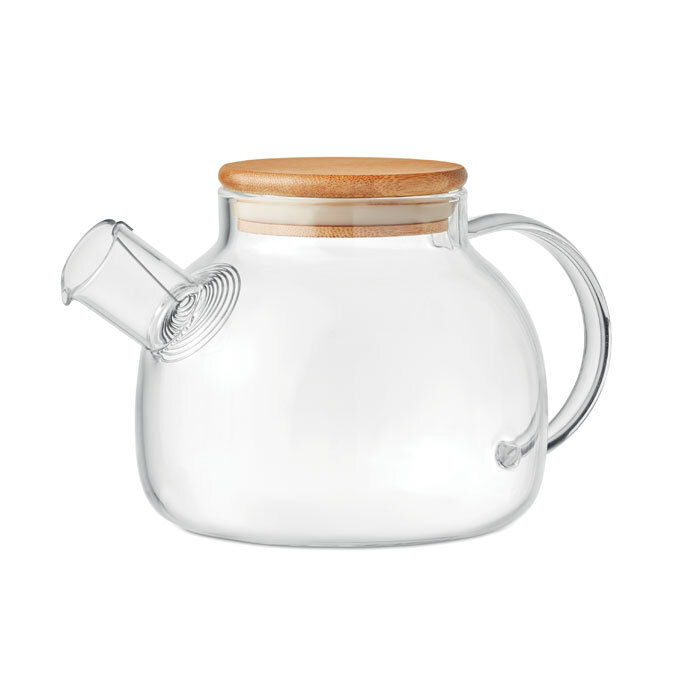 bb trading werbeartikel ag - Teekanne aus Glas mit 850 ml mit Bambusdeckel und Teesieb