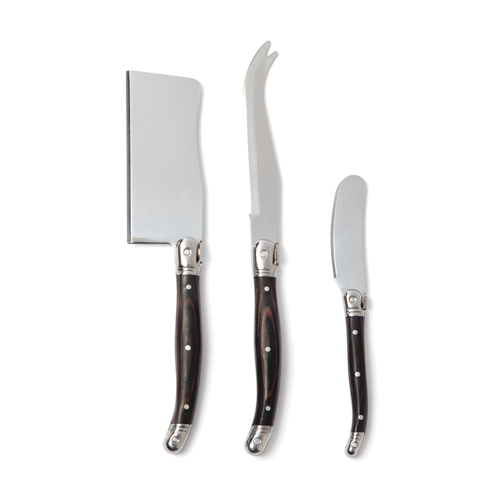 bb trading werbeartikel ag - Vinga couteau à fromage set 3 pièces en acier inoxydable/bois