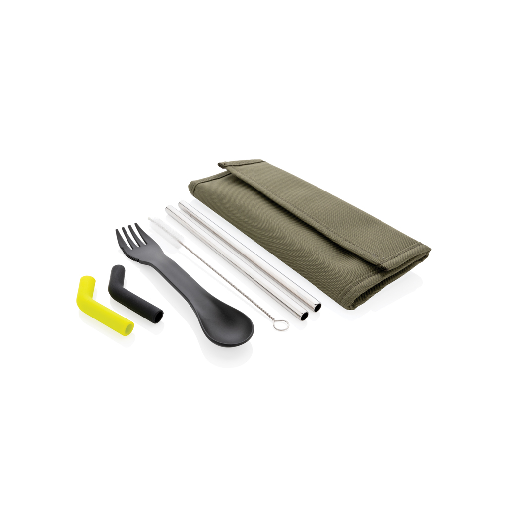 bb trading werbeartikel ag - Trinkhalm- und Besteck Set 2-teilig aus Edelstahl und Polyester