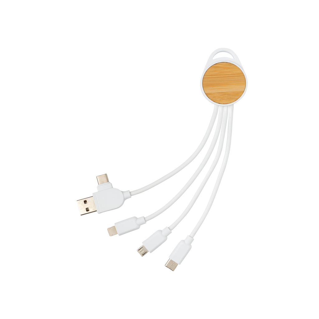 bb trading werbeartikel ag - Câble de recharge USB 6 en 1 plastique recyclé USB-C, USB-A, Type-C, iOS, Micro-USB