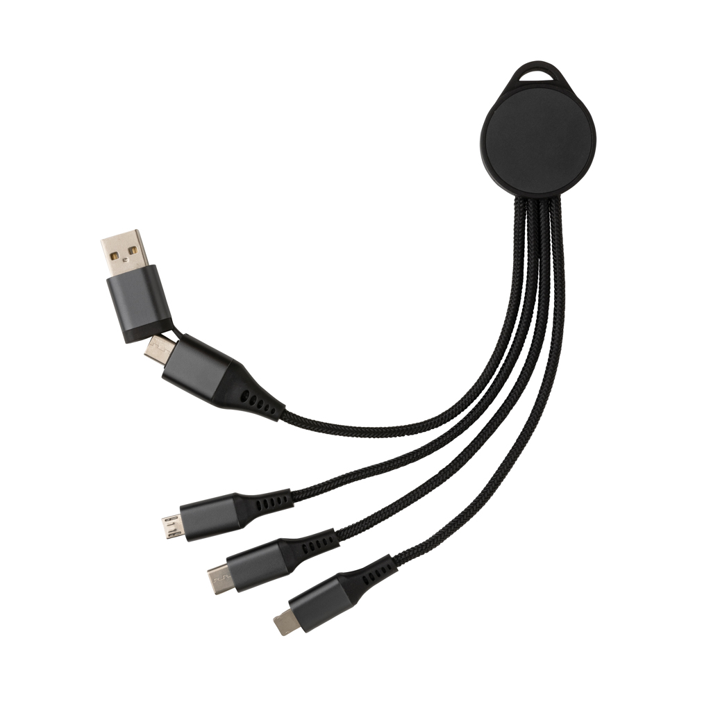 bb trading werbeartikel ag - Câble de recharge USB 6 en 1 Matériaux recyclés Entrée et sortie Type-C