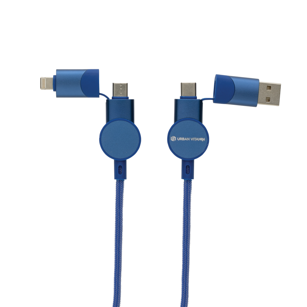 bb trading werbeartikel ag - Câble de recharge rapide USB 6 en 1 en plastique recyclé 45W 120 cm
