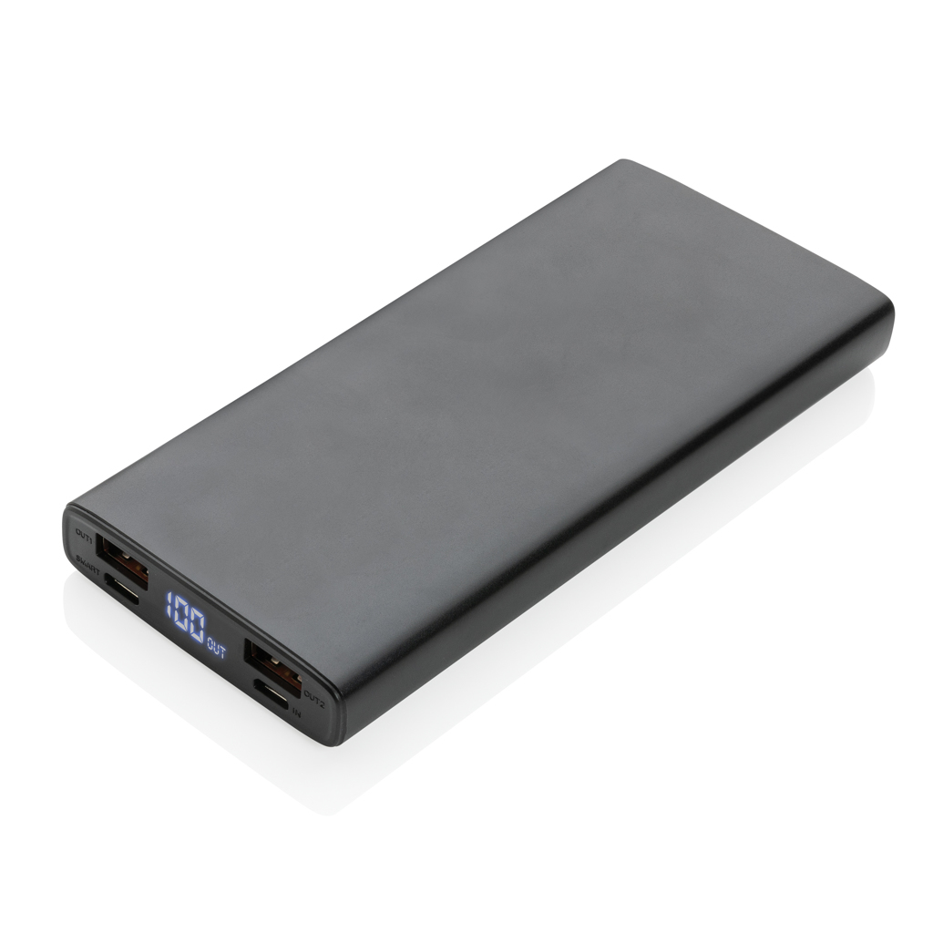 bb trading werbeartikel ag - Banque d'énergie USB en aluminium 10'000 mAh avec fonction de charge rapide