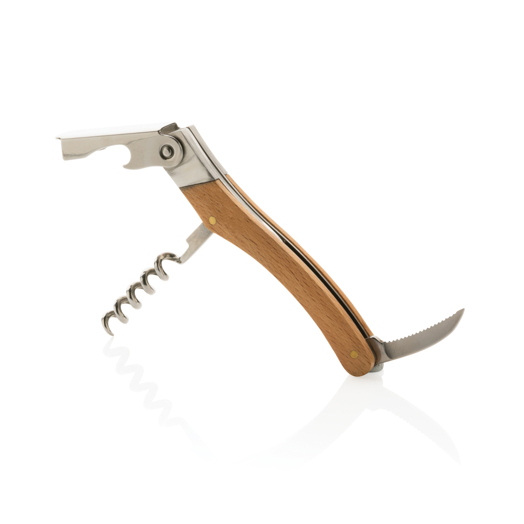 bb trading werbeartikel ag - Corkscrew made of FSC beech wood/stainless steel 10.8 cm long