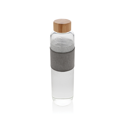 Trinkflasche aus Borosilikatglas 0,75 l mit Bambusdeckel mit Logo bedrucken