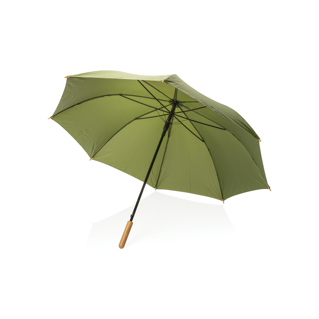 bb trading werbeartikel ag - Stick umbrella made of recycled PET and metal Ø 122 cm with automatic bamboo handle