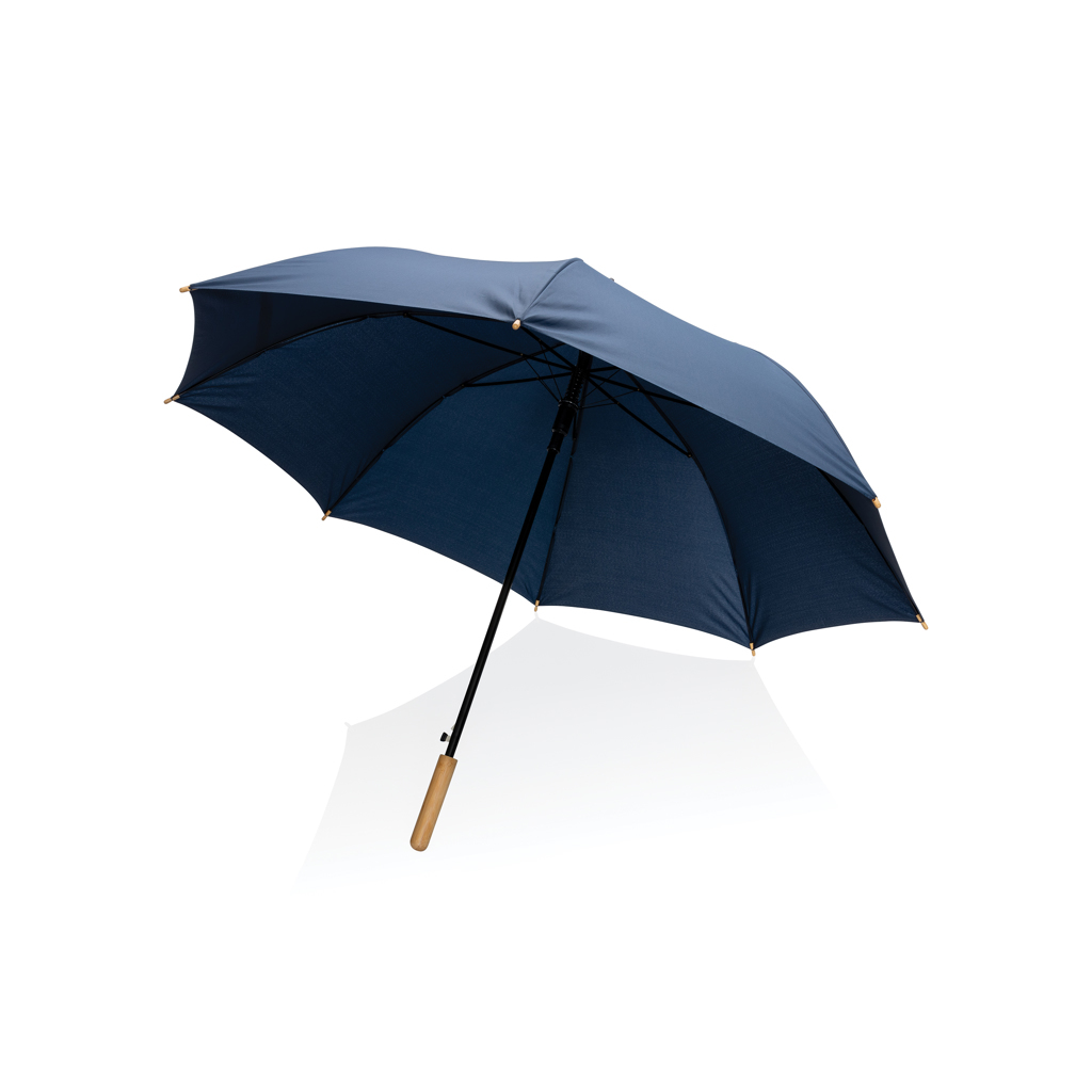 bb trading werbeartikel ag - Stick umbrella made of recycled PET and metal Ø 122 cm with automatic bamboo handle
